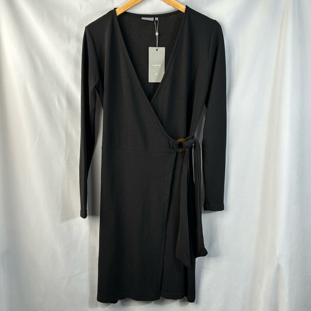 B Young Black Faux Wrap Dress Size M